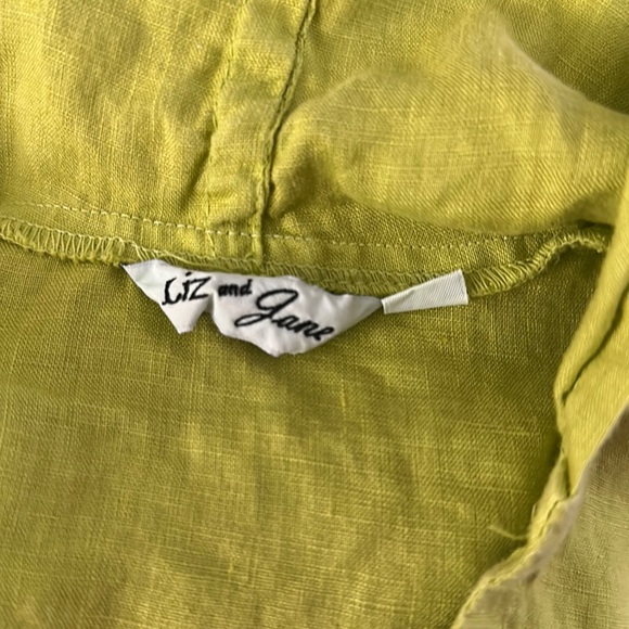 Liz and Jane Linen Lagenlook Chartreuse Hooded top medium - Picture 6 of 6